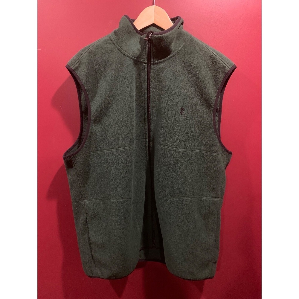 IZOD Vest Men's XL Green Full Zip Pockets Sleeveless Jacket Fleece